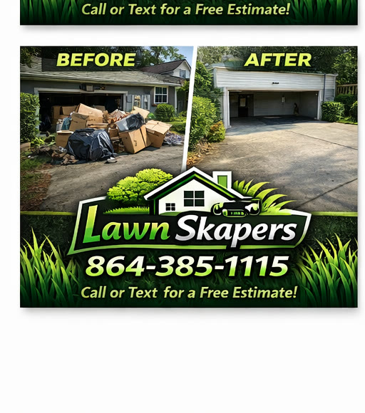 Driveway before and after junk removal — cleared and ready
