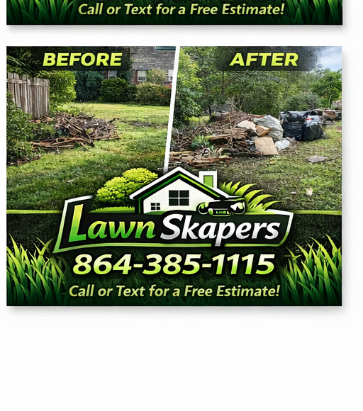 Yard debris cleanup before and after