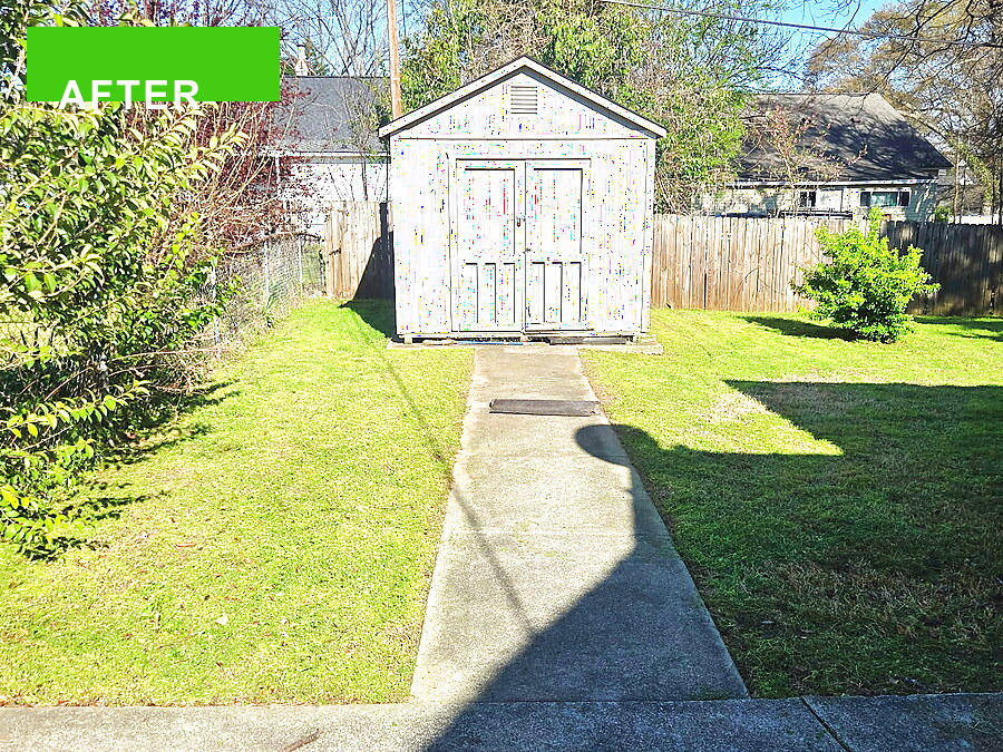 Backyard cleaned up after junk removal and yard reset